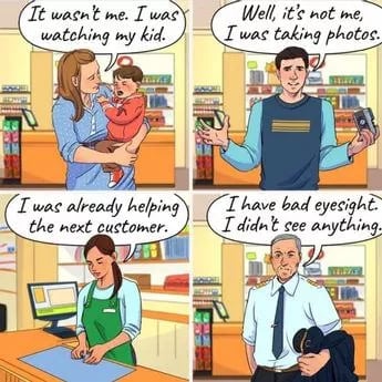 Il ladro inafferrabile: solo un brillante investigatore riuscirà a scoprire chi ha rubato il portafoglio nella foto