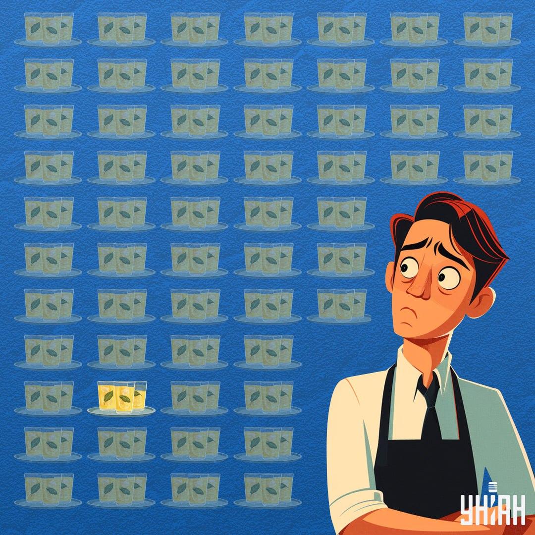 Il bicchiere con meno limonata era in fondo all'immagine / collage Moje